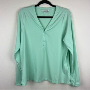 Athleta Uptempo Ribbed Long Sleeve Henley Top Size 1X mint Green